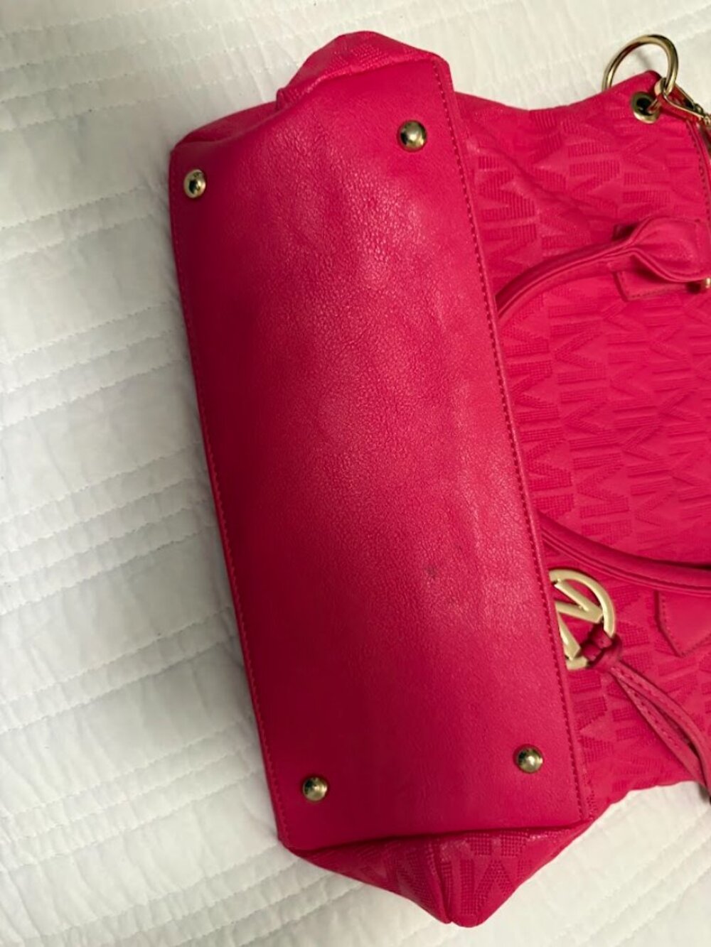 Michael Kors Hot Pink Mia K Lucy Fuchsia Tote Purse Bag - Picture 3 of 4